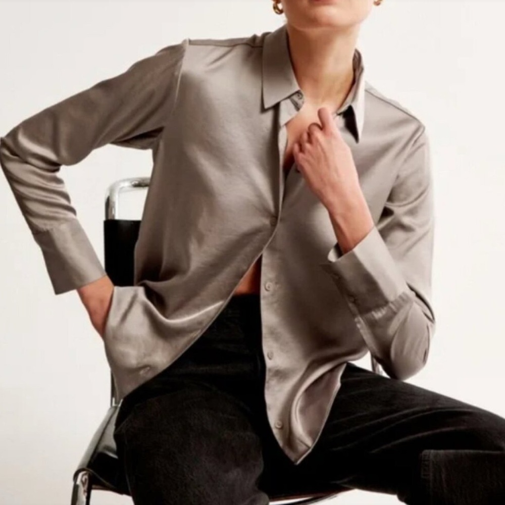 Abercrombie & Fitch Taupe Satin Blouse